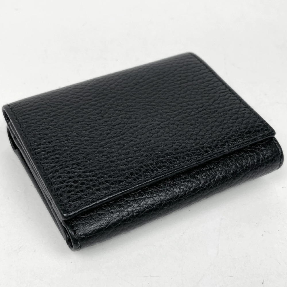Gucci Leather Compact Wallet Tri GG fold Marmont Black